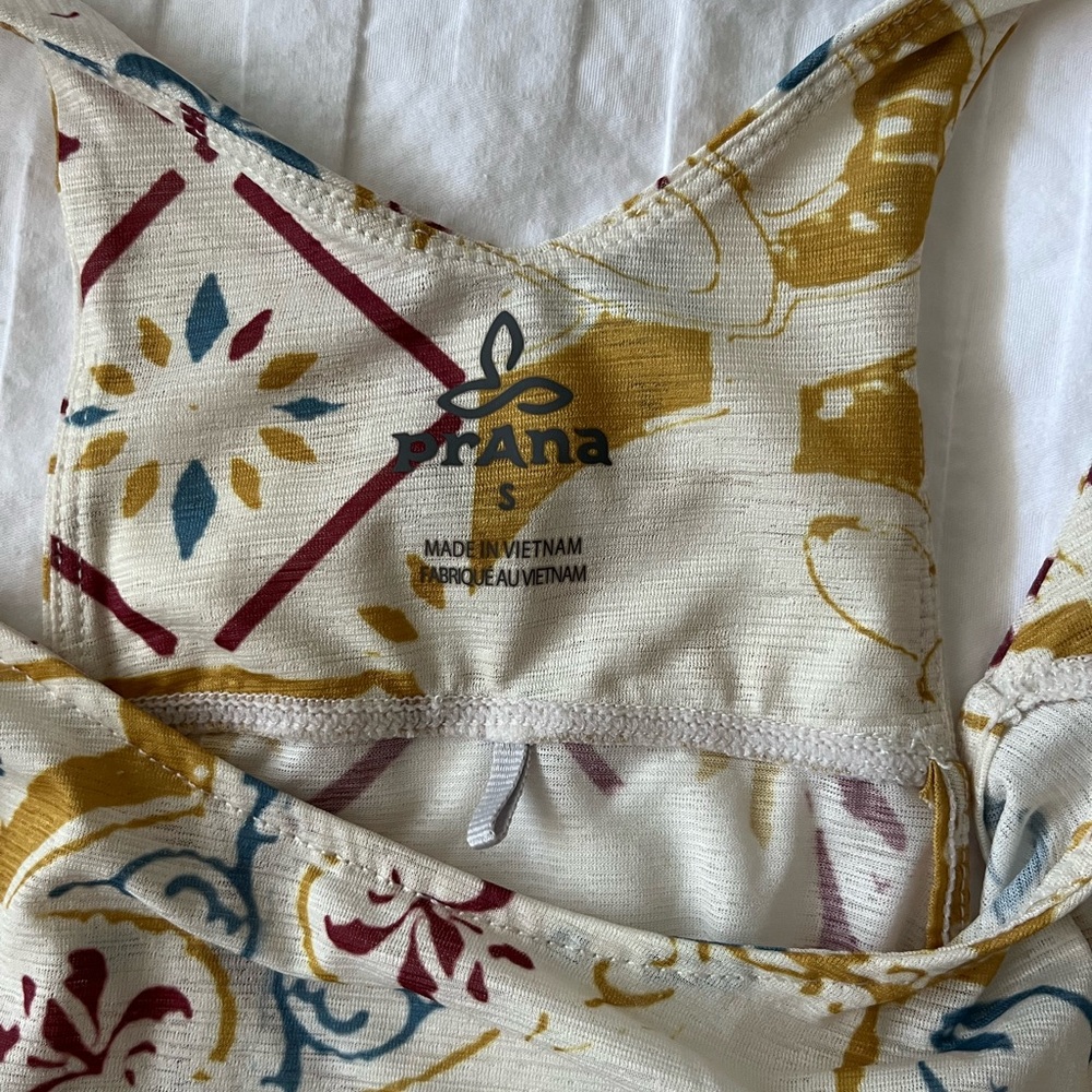 🌼 Prana Boho Tile-Print Tank Top | Side Cinch Details | Small - Picture 2 of 9